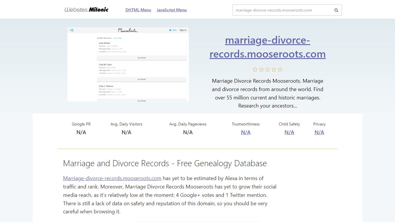 Marriage-divorce-records.mooseroots.com website. Marriage ...