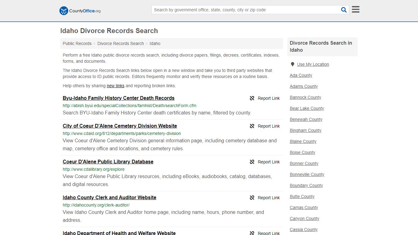 Divorce Records Search - Idaho (Divorce Certificates ...
