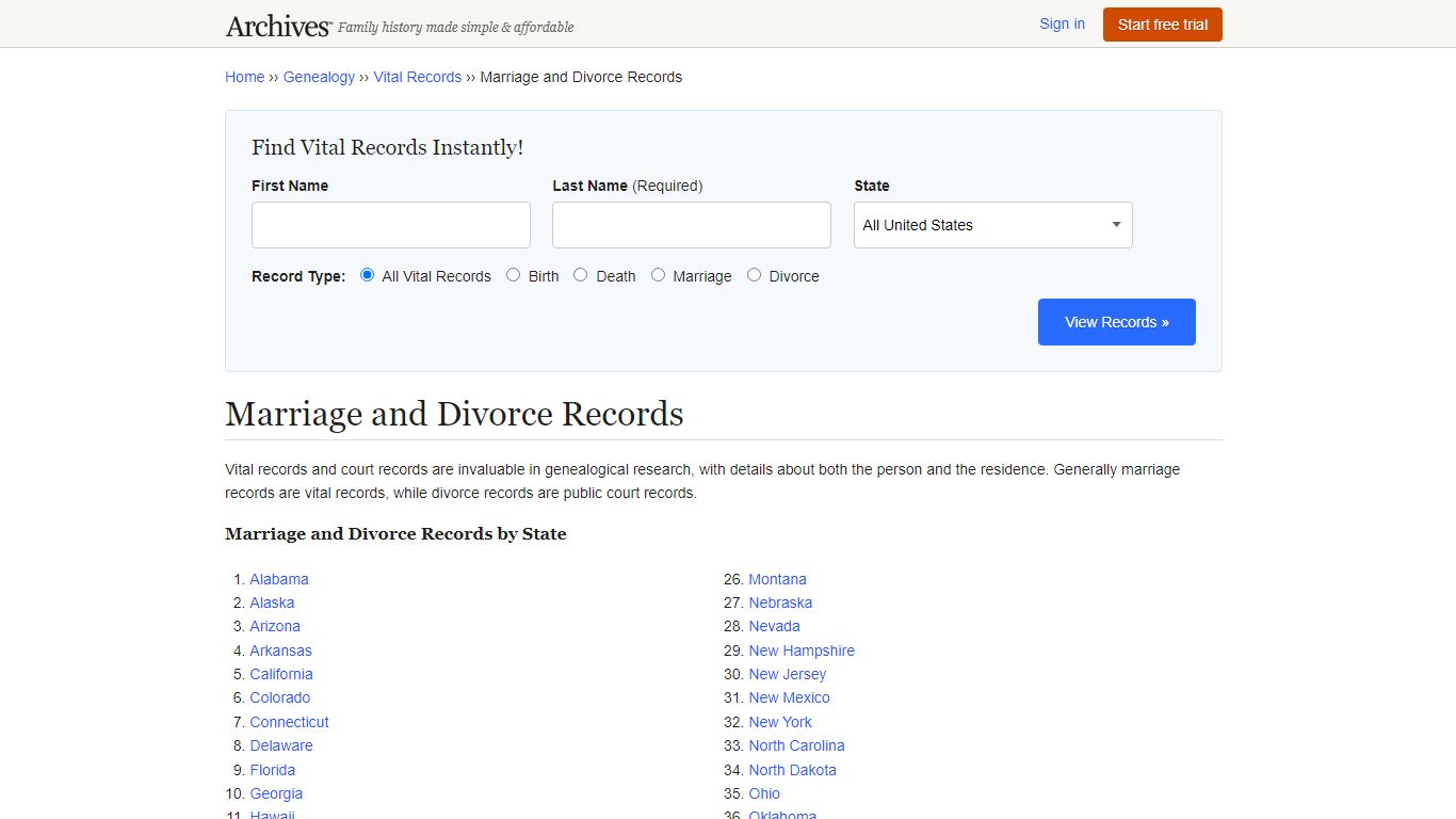 Marriage & Divorce Records | State Vital Records