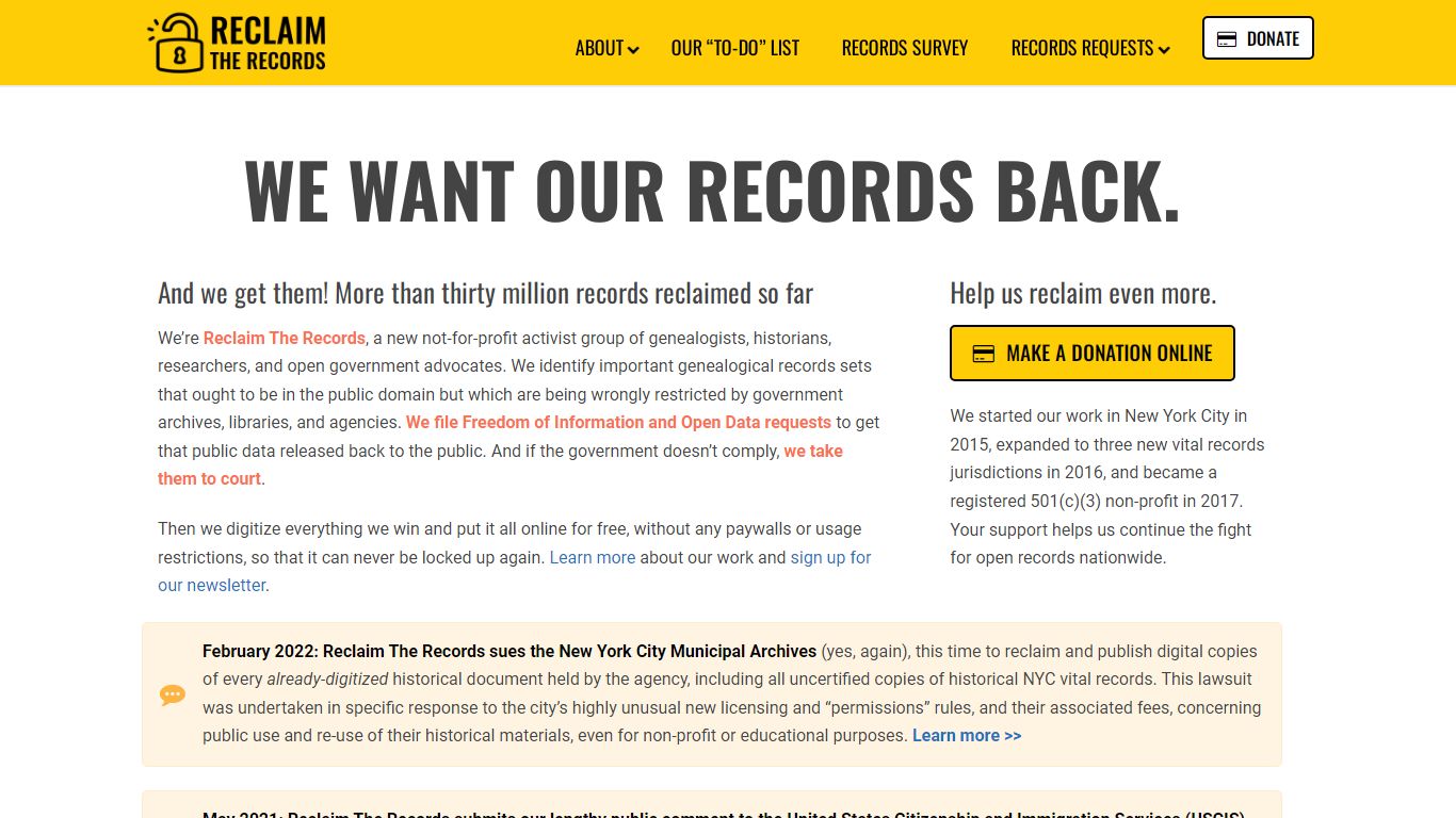 Reclaim The Records: Public Data for Public Use - Reclaim ...